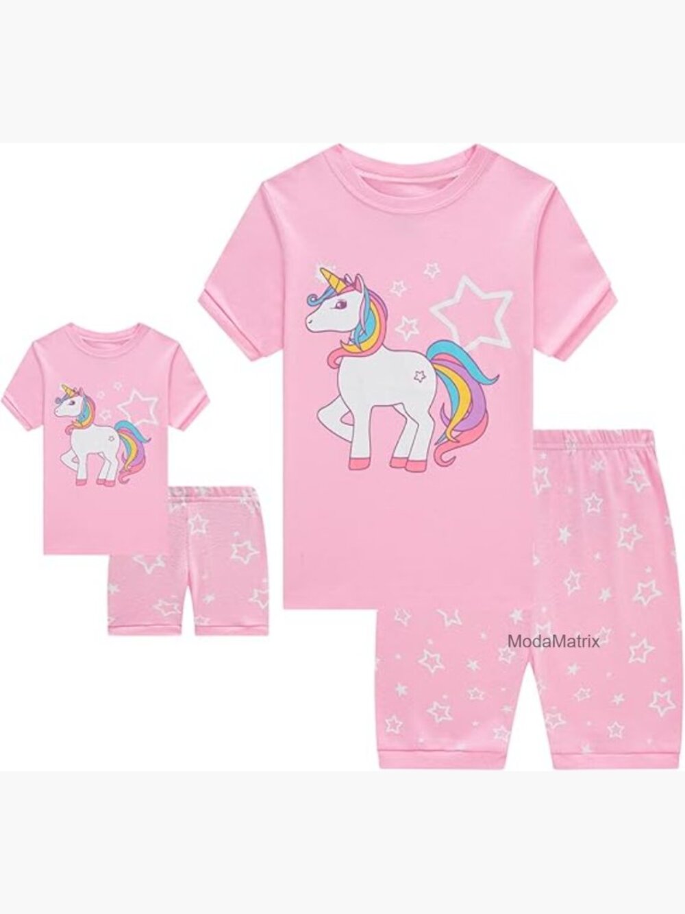 Matching Girl Doll Cotton Pajama Set Short Sleeve Toddler Sleepwear